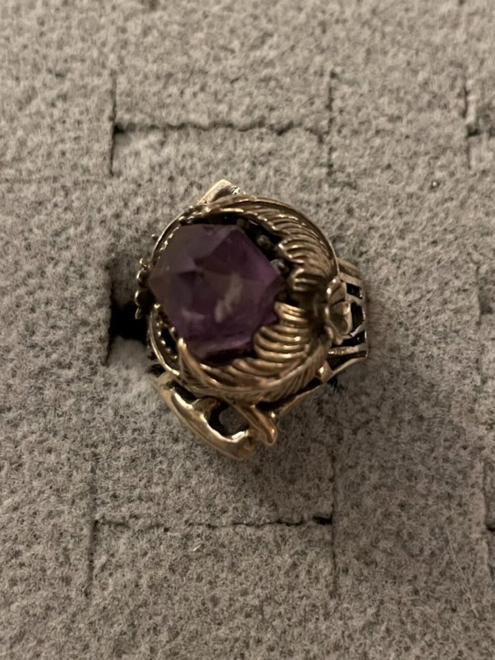 Vintage Sterling Silver Ring 6.25 6.5 Handmade Amethyst Bob Stringer Y2K $295